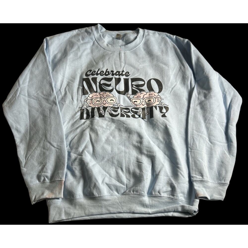 Celebrate Neurodiversity Blue Crewneck Sweatshirt Size Medium‎
